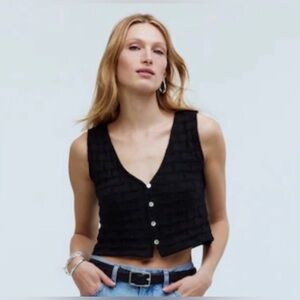 Madewell basket weave cropped vest